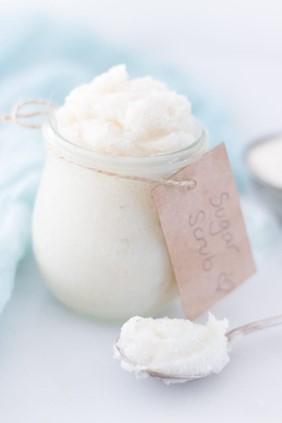 Sugar scrub and bath salts in glass jars