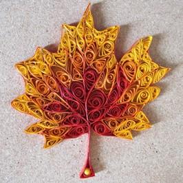 Leaf shape with curled paper pieces